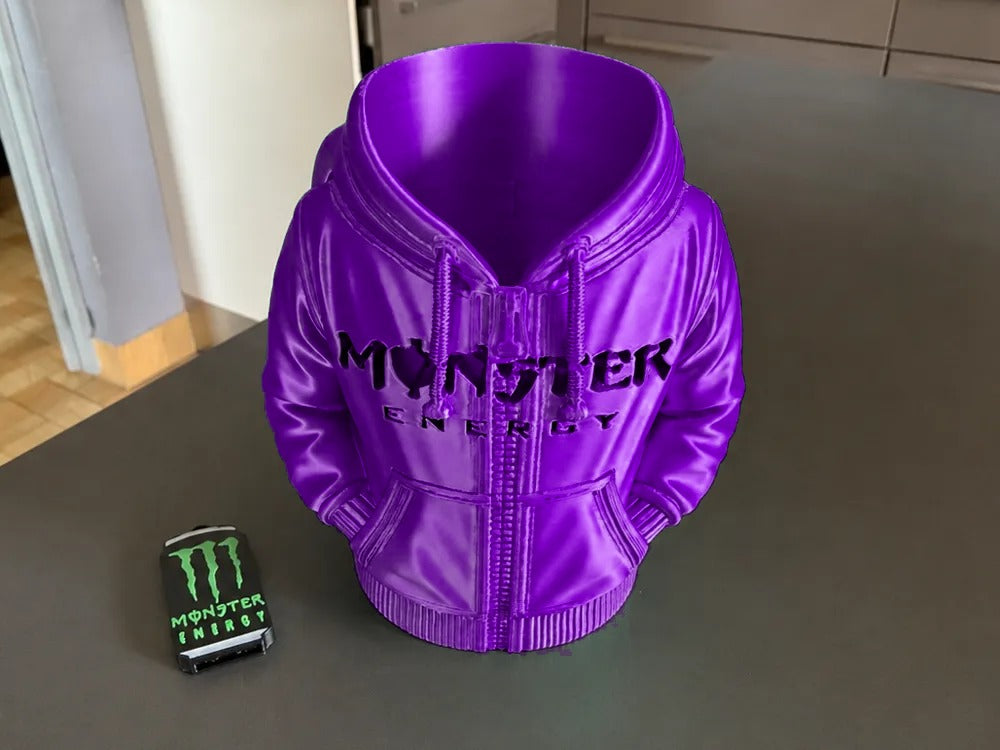 Portalatas Monster Energy 3D - color morado brillante